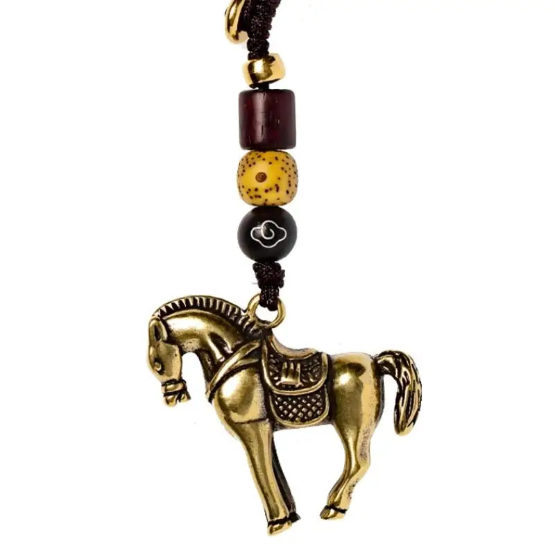 2026 Chinese Zodiac Horse Copper Feng Shui Lucky Pendant Keychain