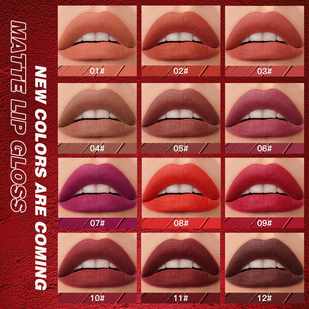 QIBEST Sexy Red Lasting Velvet Matte Lip Gloss Waterproof Nonstick Cup Liquid Lipstick Makeup For Women Beauty Lip Glaze Tint Peaceful Pleasures Health and Wellness