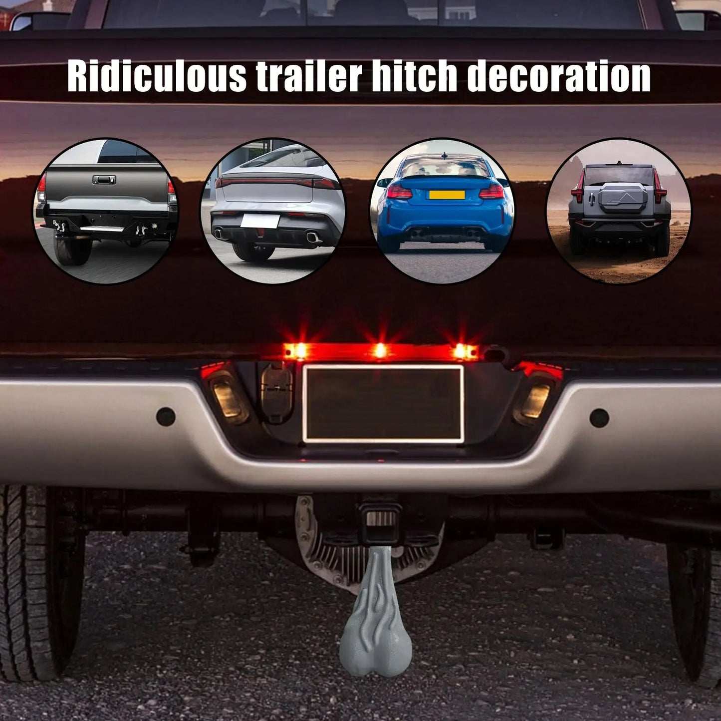 Truck Balls Nuts Funny Bumper Ornaments Prank Gag Automotive Decorative Accessories for Men Boyfriend Husband Friends Adult Gift Peaceful Pleasures Health and Wellness