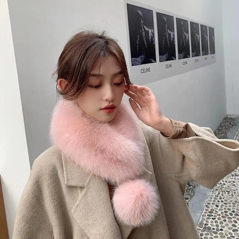 Women's Velvet Faux Fur Collar Scarf – Soft, Warm & Elegant