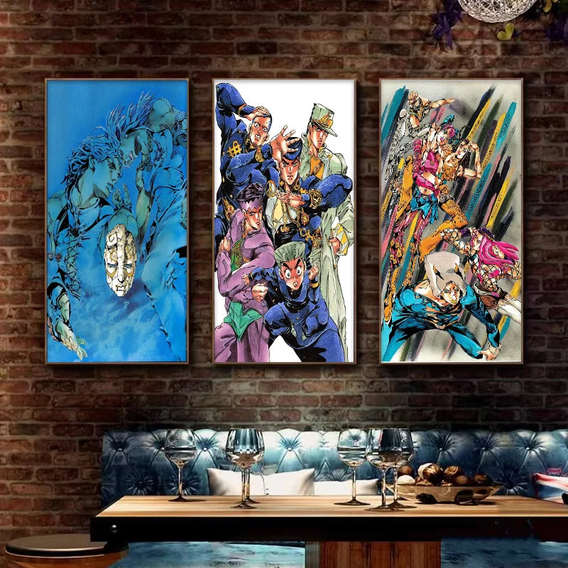 JoJo's Bizarre Adventure Retro Canvas Wall Art Anime Poster Canvas Wall Art Peaceful Pleasures Health and Wellness