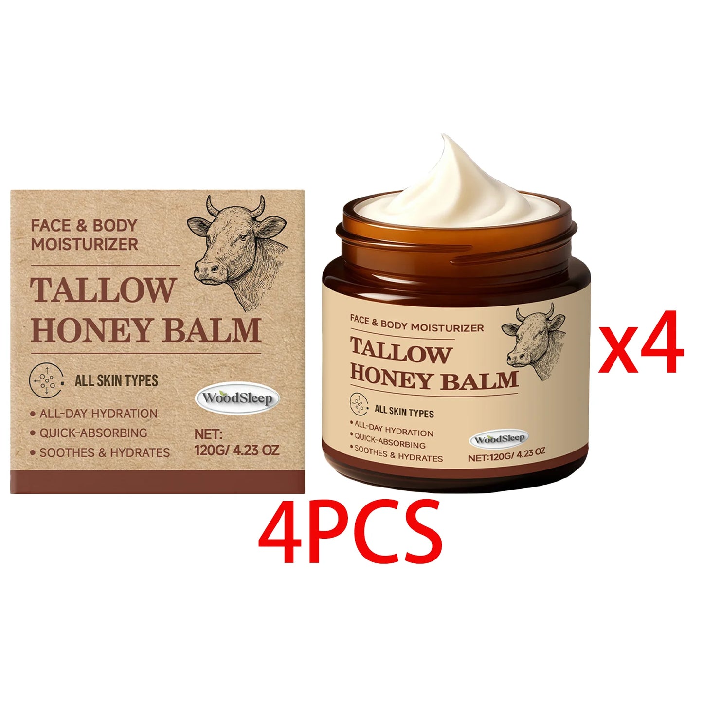 WOODSLEEP Beef Tallow & Honey Balm 120g – Deep Hydration Cream