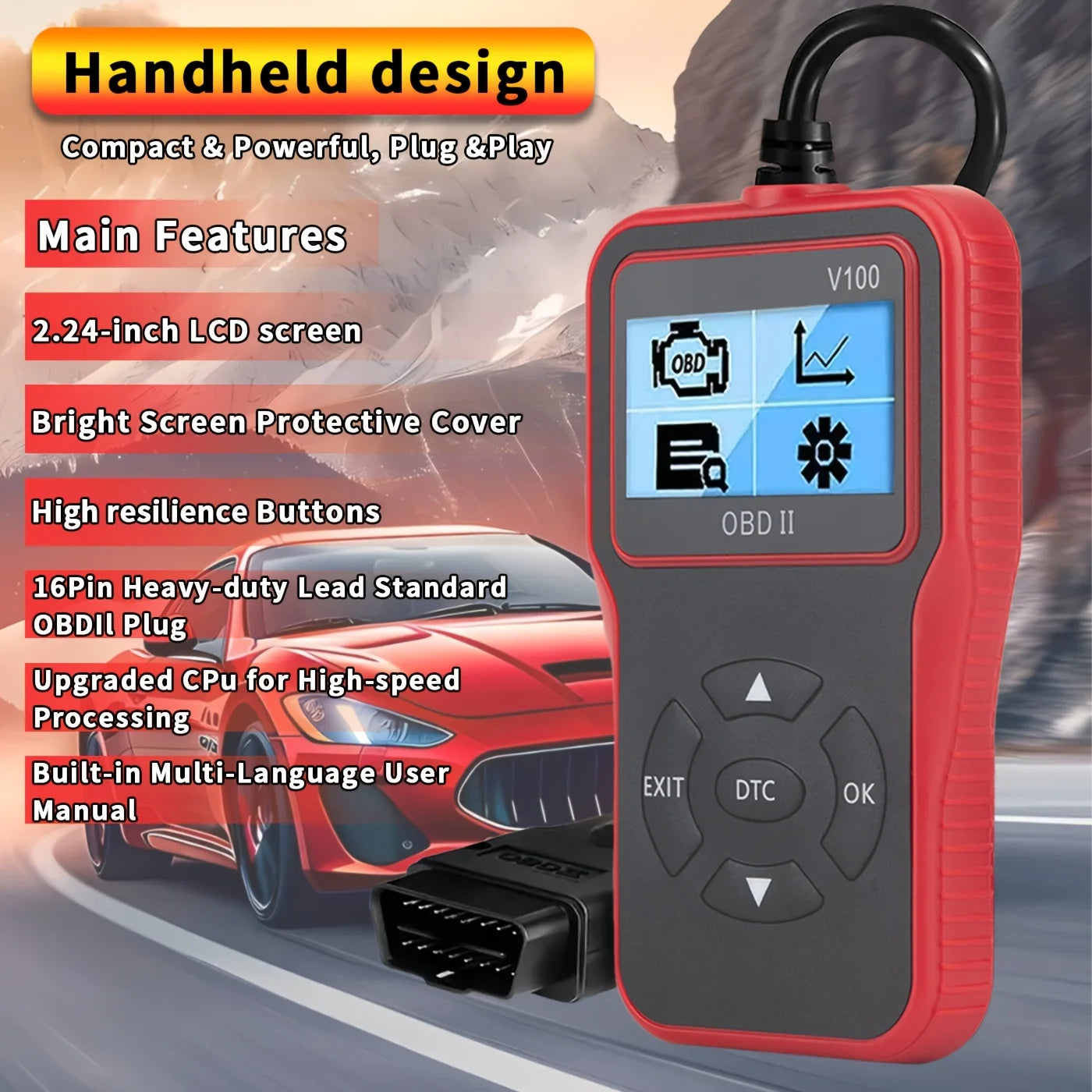 Obd2 Scanner Diagnostic Tool, Check Engine Code Reader, Obd2 Scanner with Reset Function, Input/Management Preparation, Engine Auto Check Light Peaceful Pleasures Health and Wellness
