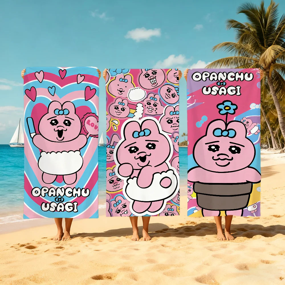 Anime Rabbit Quick-Dry Beach Towel | Soft Pool & Travel Towel Quick-Dry Beach Towel Peaceful Pleasures Health and Wellness