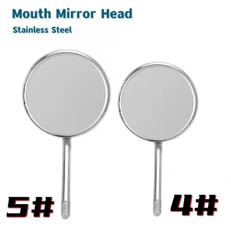 12Pcs/box Dental Mouth Mirror Head Stainless Steel Cone Socket Intraoral Oral Mirror for Inside Mouth Accessory #4#5 Peaceful Pleasures Health and Wellness