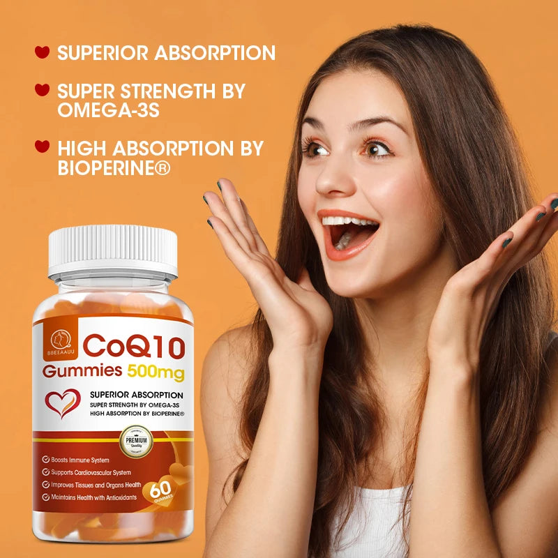 CoQ10 500mg Gummies – Heart Health & Antioxidant Support Dietary Supplement Peaceful Pleasures Health and Wellness
