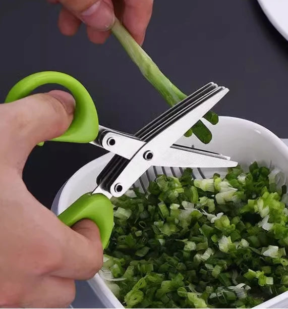 Multi-Layer Stainless Steel Herb Scissors | 3 & 5 Blade