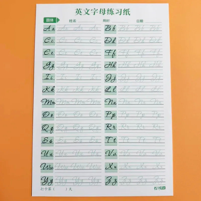 18-Page Cursive English Calligraphy Learning Book Letter Handwriting