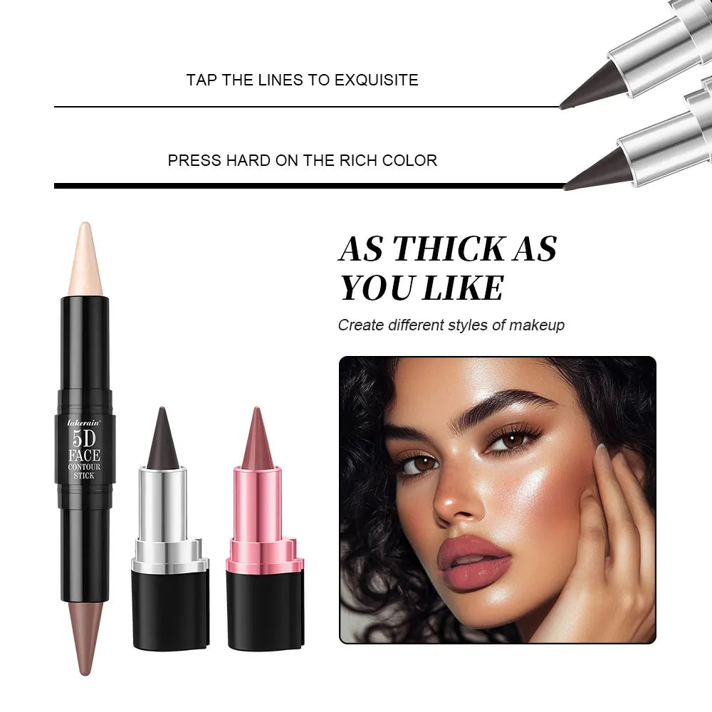 5D Perfect Makeup Set With Contouring Stick Eyeliner And Lipstick Easy Coloring Sweat-proof Long Lasting Daily Makeup Set Peaceful Pleasures Health and Wellness