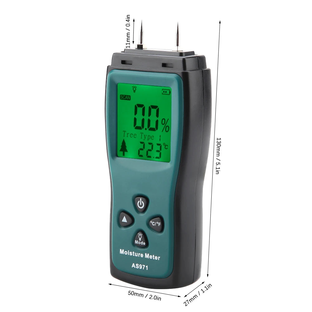 Digital Wood Moisture Tester Wood Moisture Tester SMART SENSOR AS971 LCD Display Digital Wood Moisture Humidity Tester 0~40℃ Peaceful Pleasures Health and Wellness