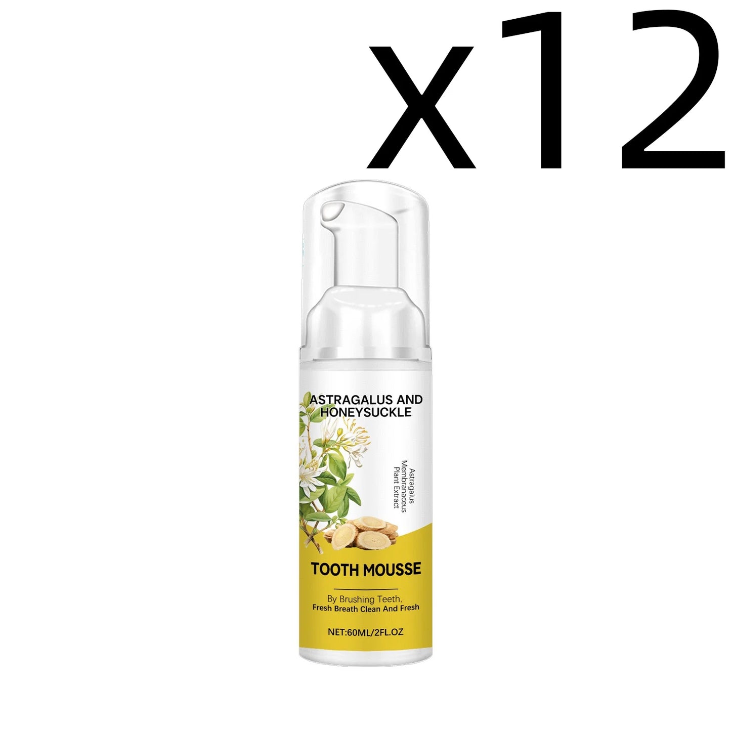Astragalus Membranaceus Teeth Clean Mousse Reduce Yellowing Improve Mouth Odor Keep Oral Health Gentle Cleaning Foam Teethpaste Peaceful Pleasures Health and Wellness 60ml X 12PCS