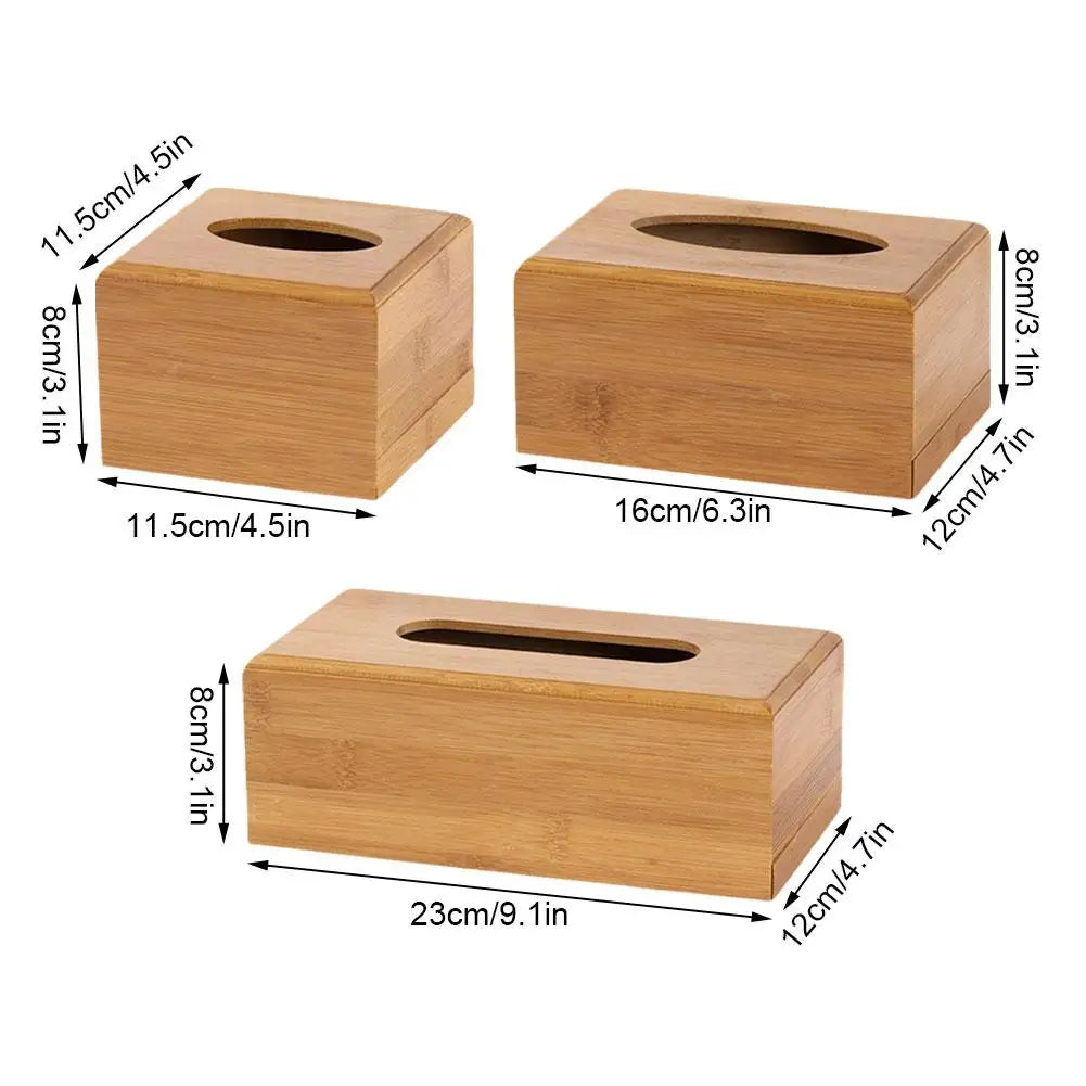 Bamboo Wood Tissue Box Cover | Decorative Napkin Holder