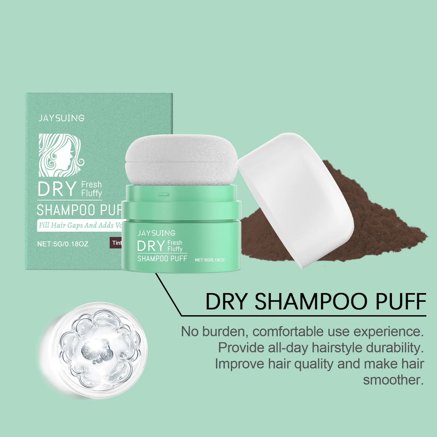 Matte Dry Shampoo Puff Instant Oil Control Lift Root Fluffy Hair Refresh Scalp Portable Matte Finish Hair Care Dry Hair Powder Peaceful Pleasures Health and Wellness