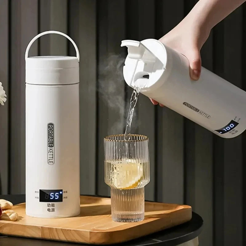 450ML Electric Kettles Portable Tea Coffee Kettle Travel Boil Water Thermal Cup Anti-Scald Water Bottle English Menu Peaceful Pleasures Health and Wellness
