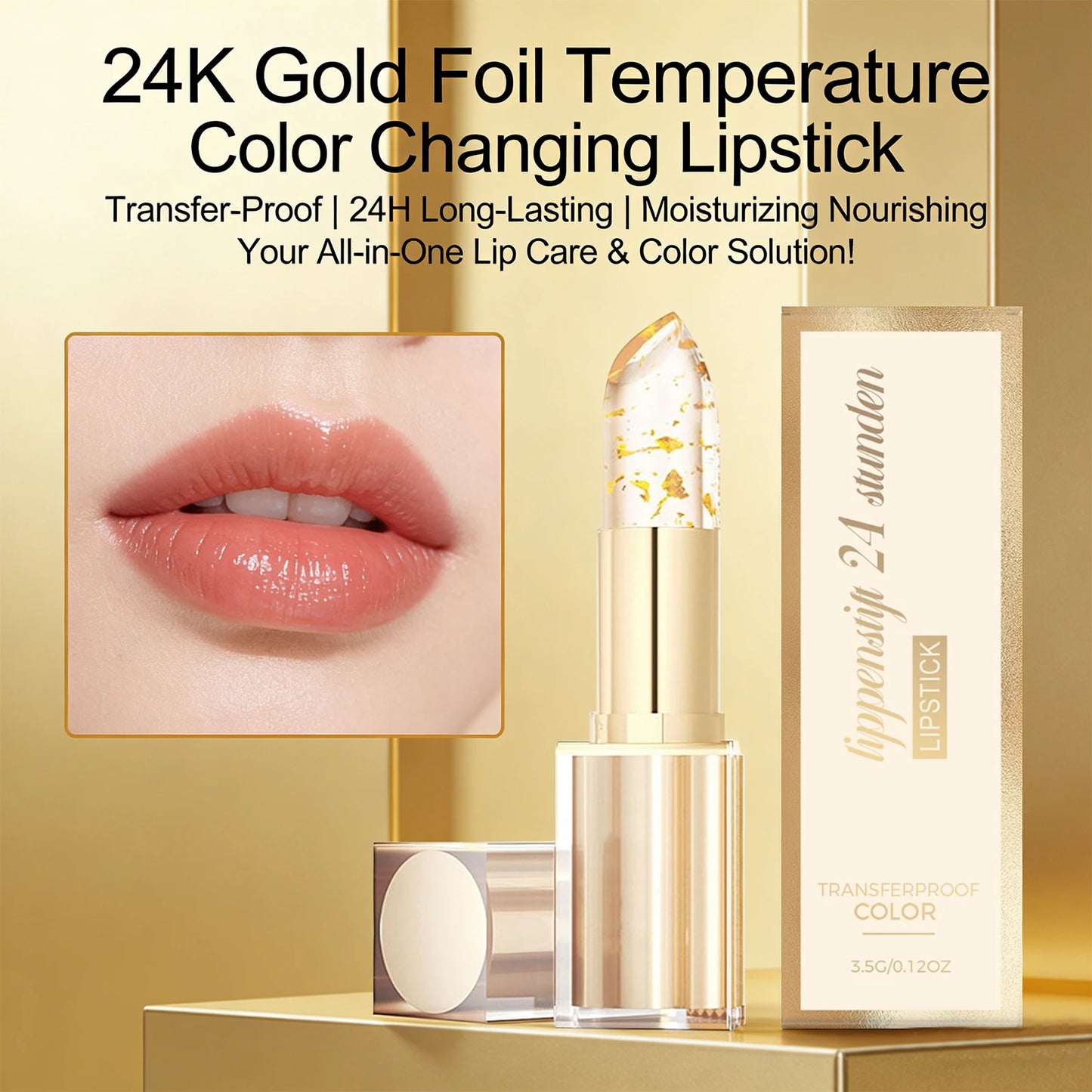 Color Changing Lipstick High Shine Fade Lip Line Gold Nourishing Lipstick Non-stick Long Lasting Moisturizing Lip Balm Peaceful Pleasures Health and Wellness