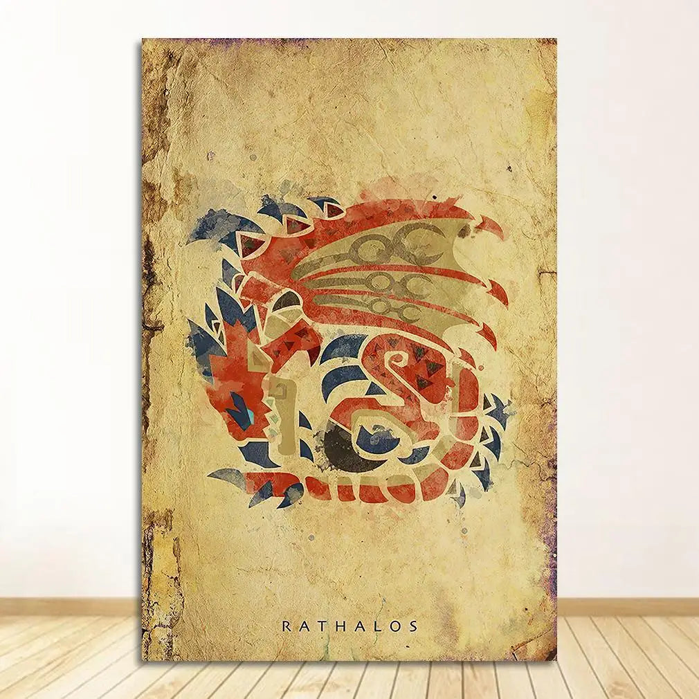 Monster Hunter Japanese Anime Canvas Wall Art Poster | Unframed