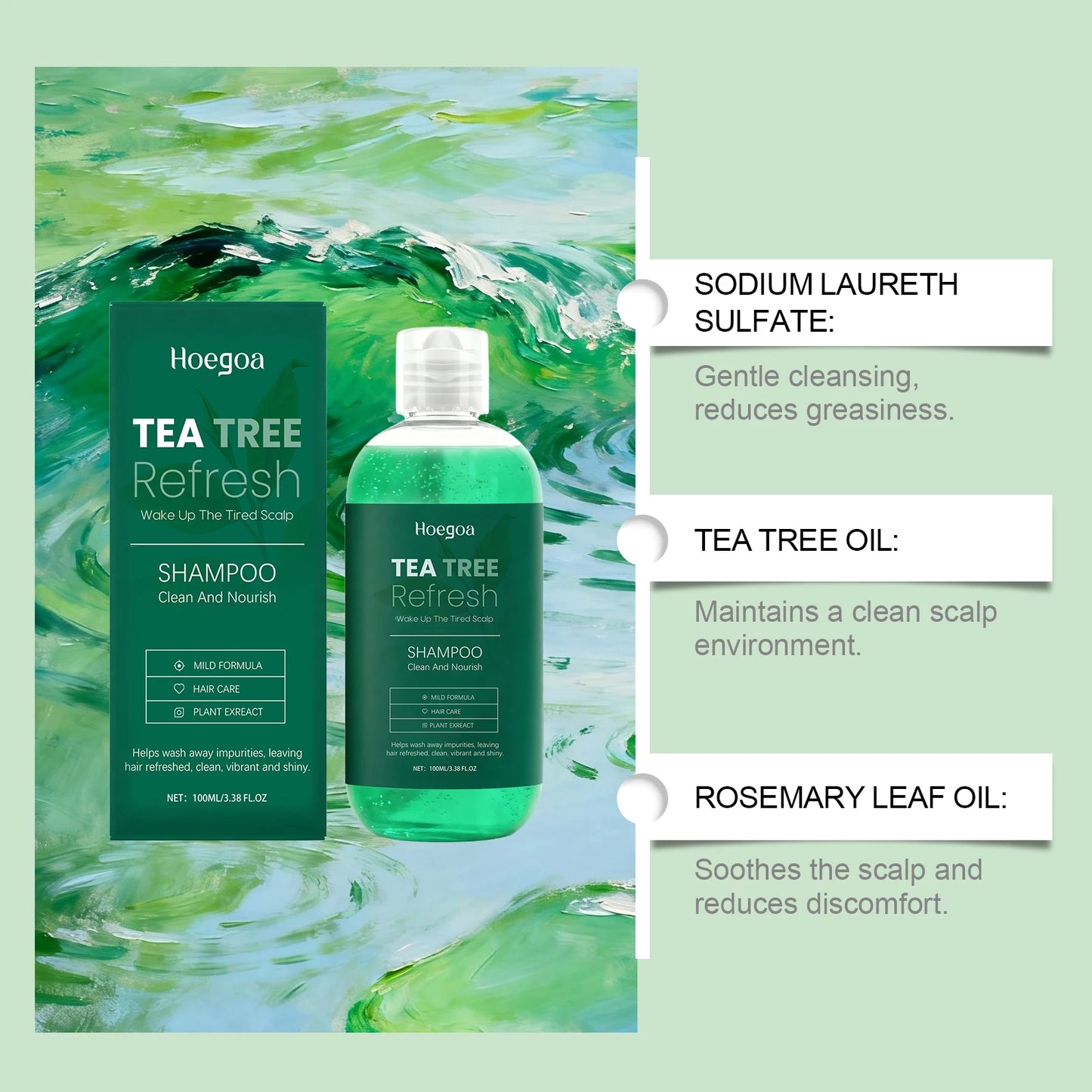 Jaysuing Tea Tree Shampoo – Peppermint Lavender Rosemary 100ml