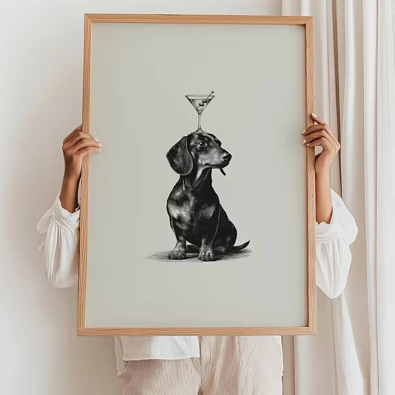 Dachshund Martini Canvas Wall Art Print | Home Decor Poster