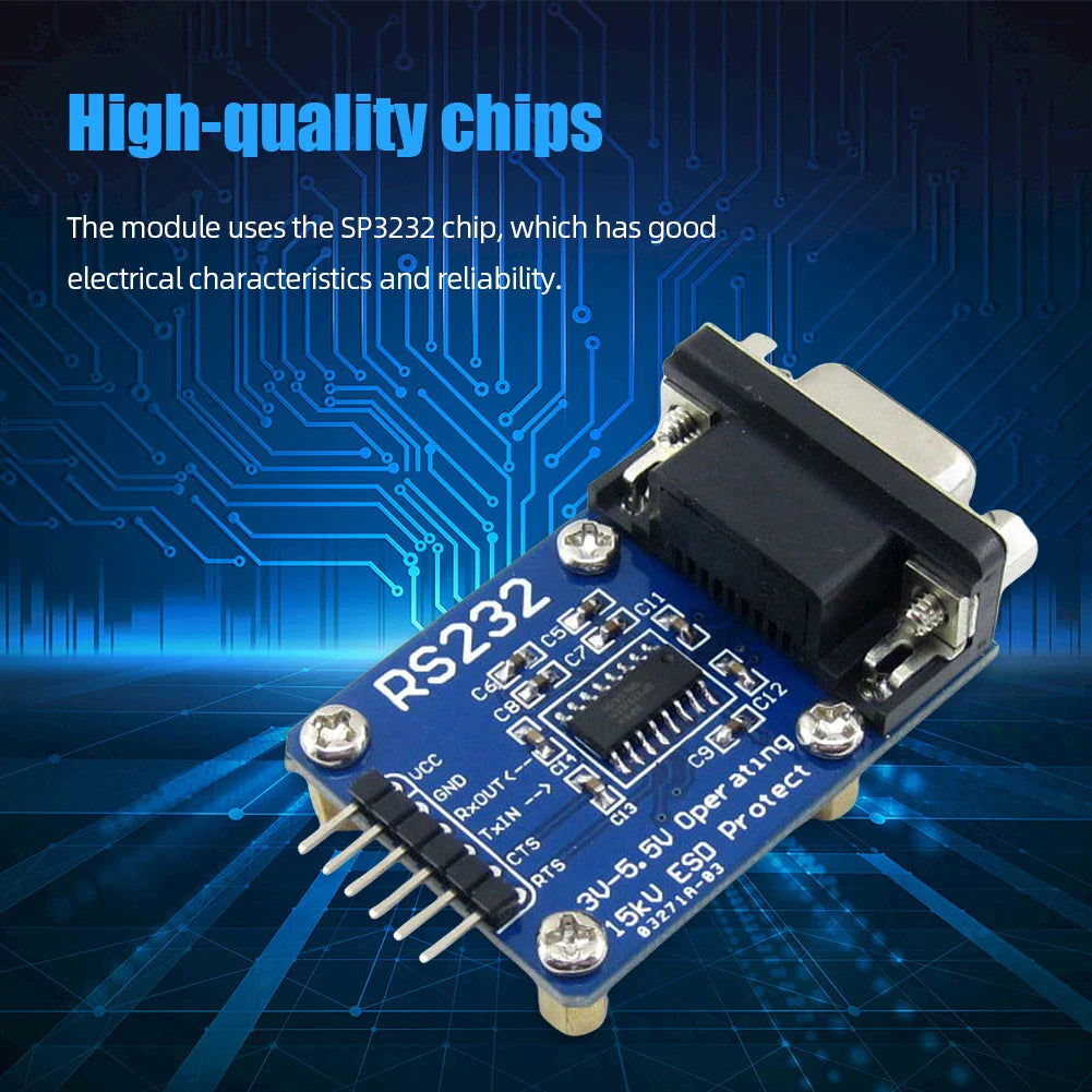 RS232 to TTL Converter Module – SP3232, DB9, ESD Protection