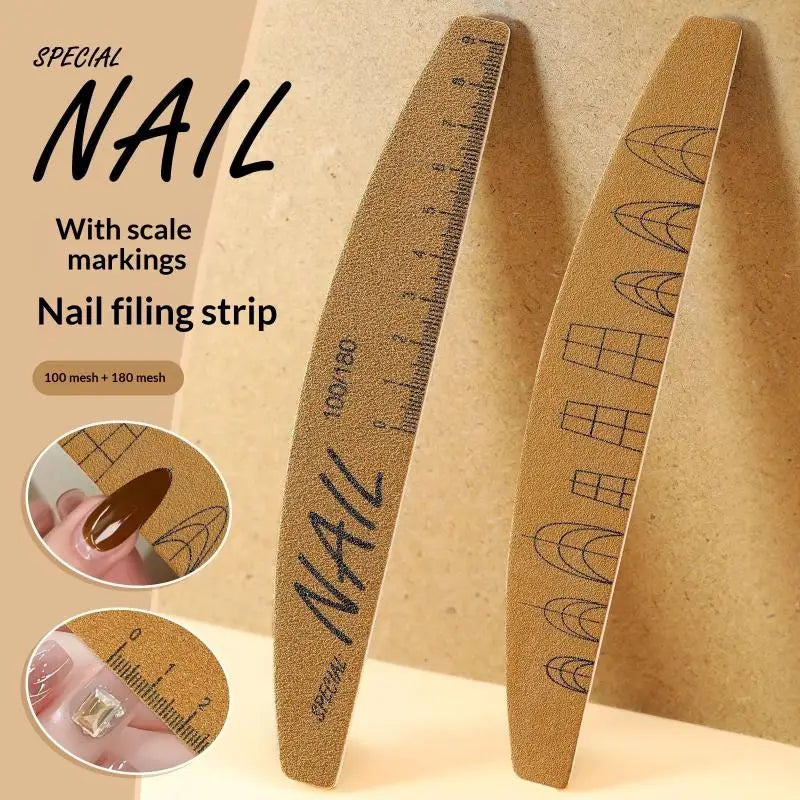 1pcs Washable Ruler Nail File Set With Scale 100/180 Grit Double-Sided Sanding Nail File Durable Nail Sanding Bar Tools Peaceful Pleasures Health and Wellness Default Title