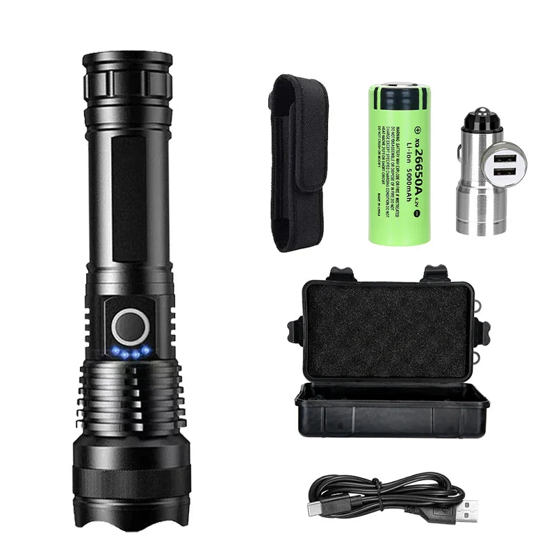 ZHIYU P50 Zoomable LED Tactical Flashlight – 500m Rechargeable