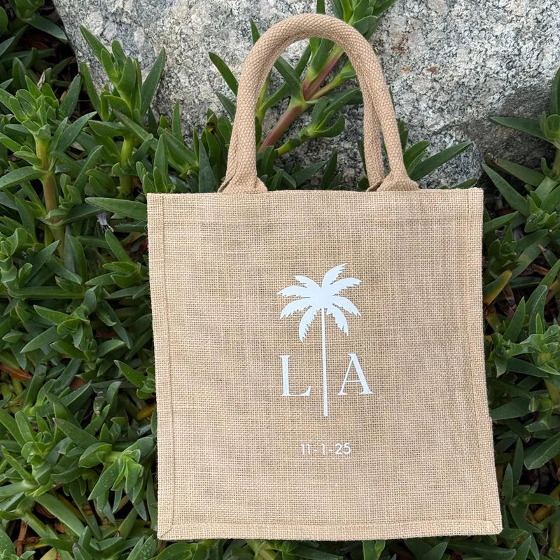 Personalized Palm Tree Beach Tote Bag | Bridal Wedding Gift Personalized Tote Bag Peaceful Pleasures Health and Wellness