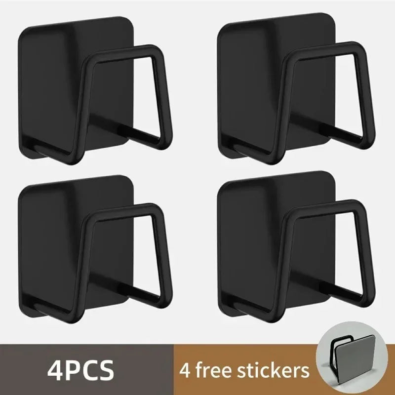 Household Basin Storage Rack Sponge Rack Bathroom and Toilet Storage Hook Non Perforated Wall Mounted Basin Artifact Practical Peaceful Pleasures Health and Wellness 4PCS-black