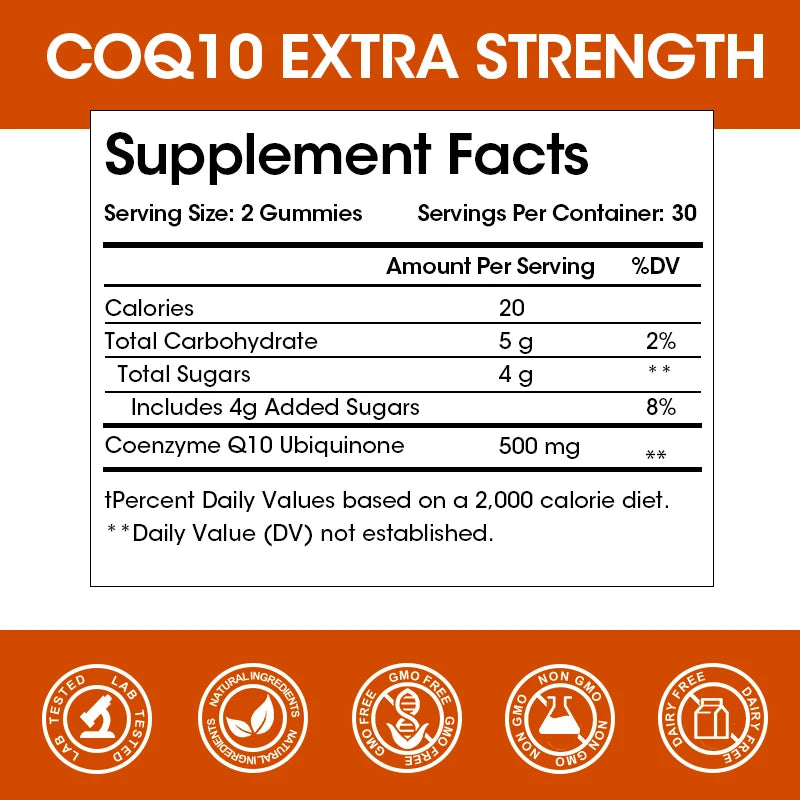 CoQ10 500mg Gummies – Heart Health & Antioxidant Support Dietary Supplement Peaceful Pleasures Health and Wellness
