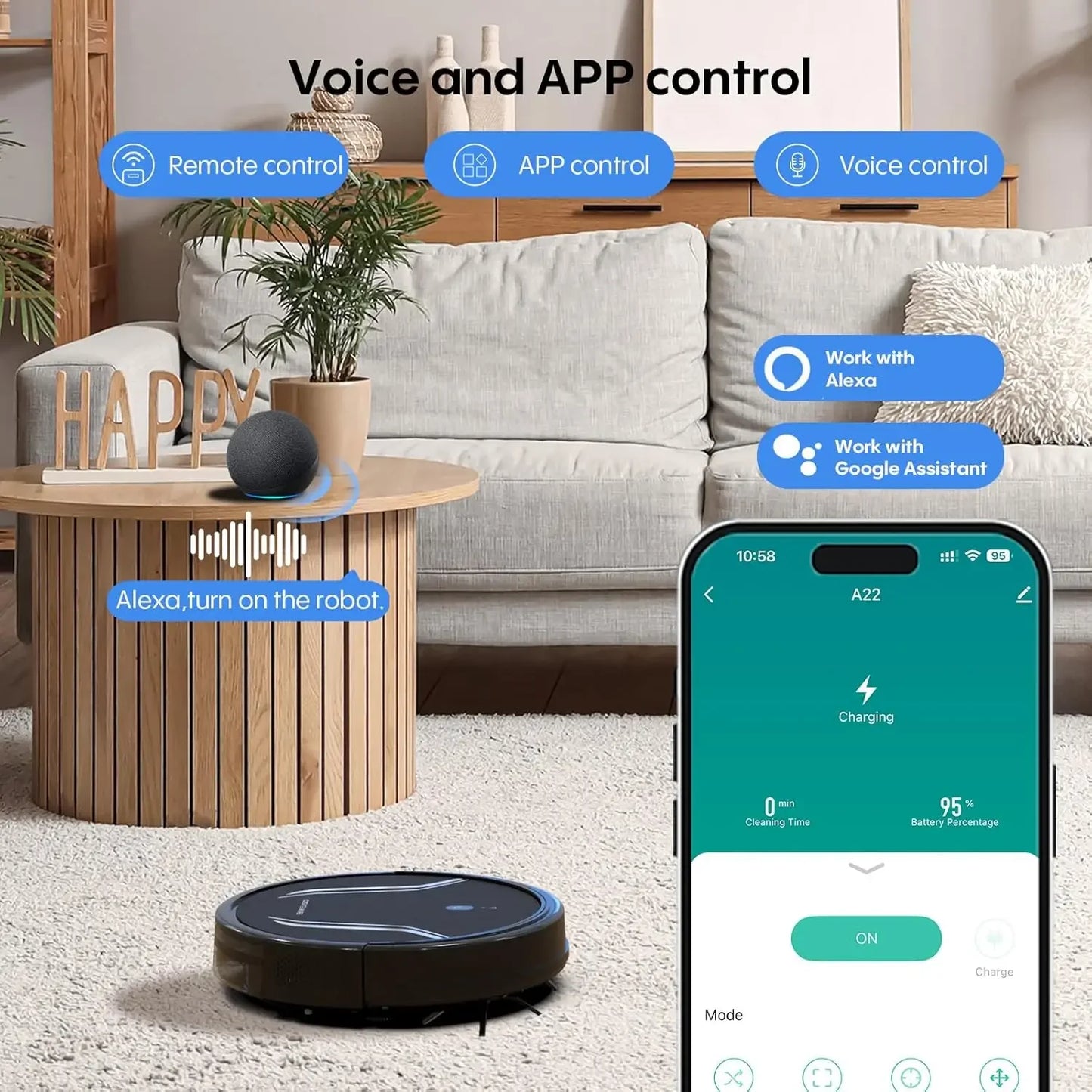 3-in-1 Robot Vacuum Mop Combo, 5000Pa Suction, Auto Recharge, App/WiFi/Voice Control for Hard Floors and Pet Hair Peaceful Pleasures Health and Wellness