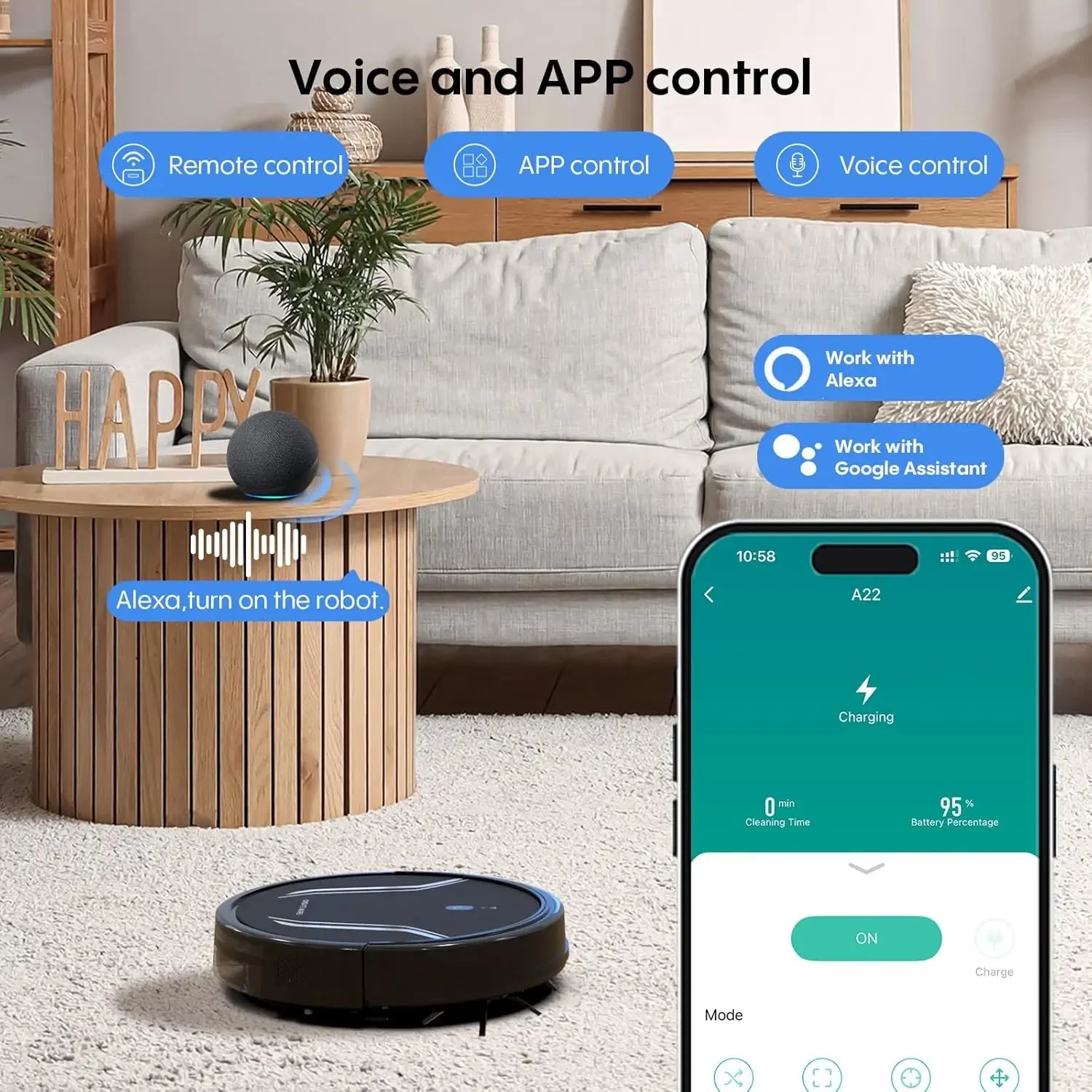 3-in-1 Robot Vacuum Mop Combo, 5000Pa Suction, Auto Recharge, App/WiFi/Voice Control for Hard Floors and Pet Hair Peaceful Pleasures Health and Wellness