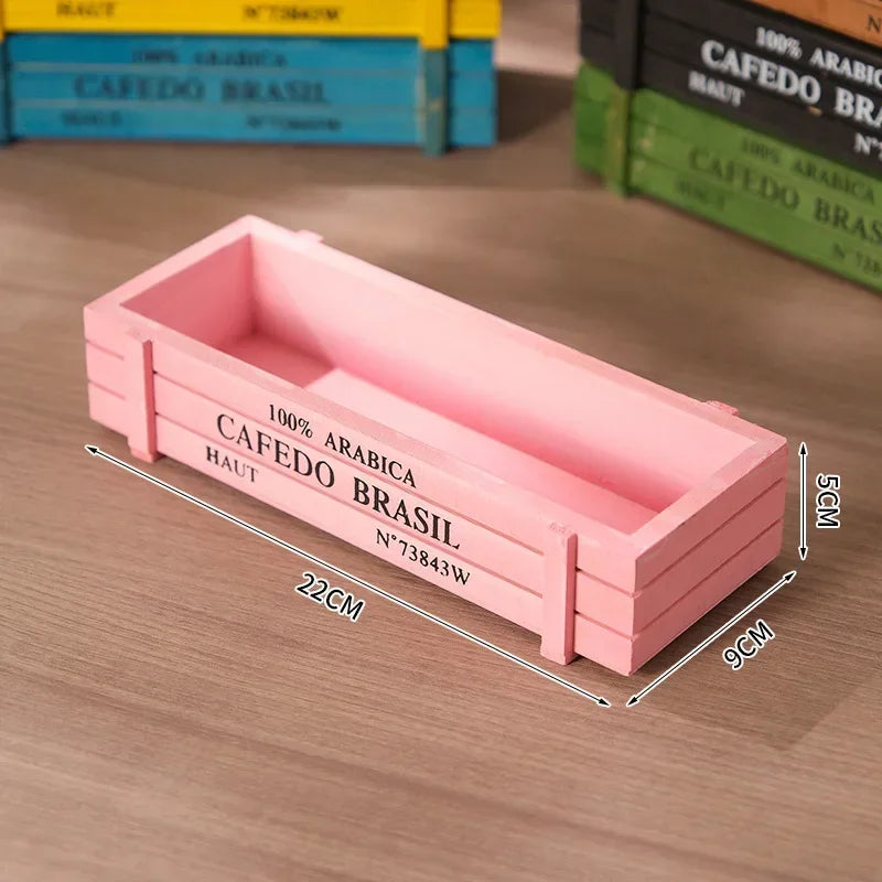Retro Vintage Wooden Storage Box | Succulent Planter & Organizer