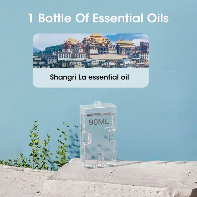 Wireless Hanging Essential Oil Diffuser Air Freshener with Night Light for Home Bathroom Living Room Toilet Aromatherapy Peaceful Pleasures Health and Wellness 90ml Shangri-La Oil