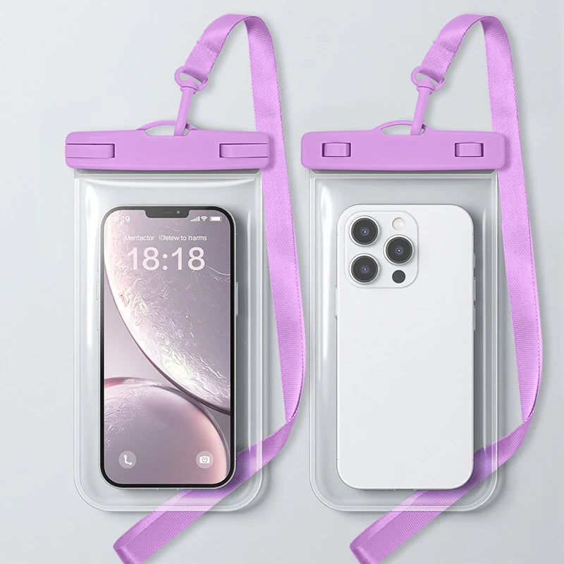 phone armbands and pouches waterproof phone pack diving phone case waterproof mobile phone bag transparent pouch for swimming Peaceful Pleasures Health and Wellness Purple(7.5 inch)