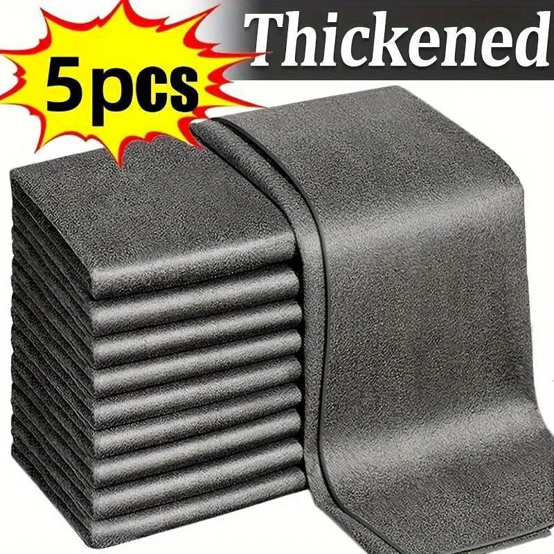 5-Pack Thickened Microfiber Cleaning Cloths | Streak-Free Glass