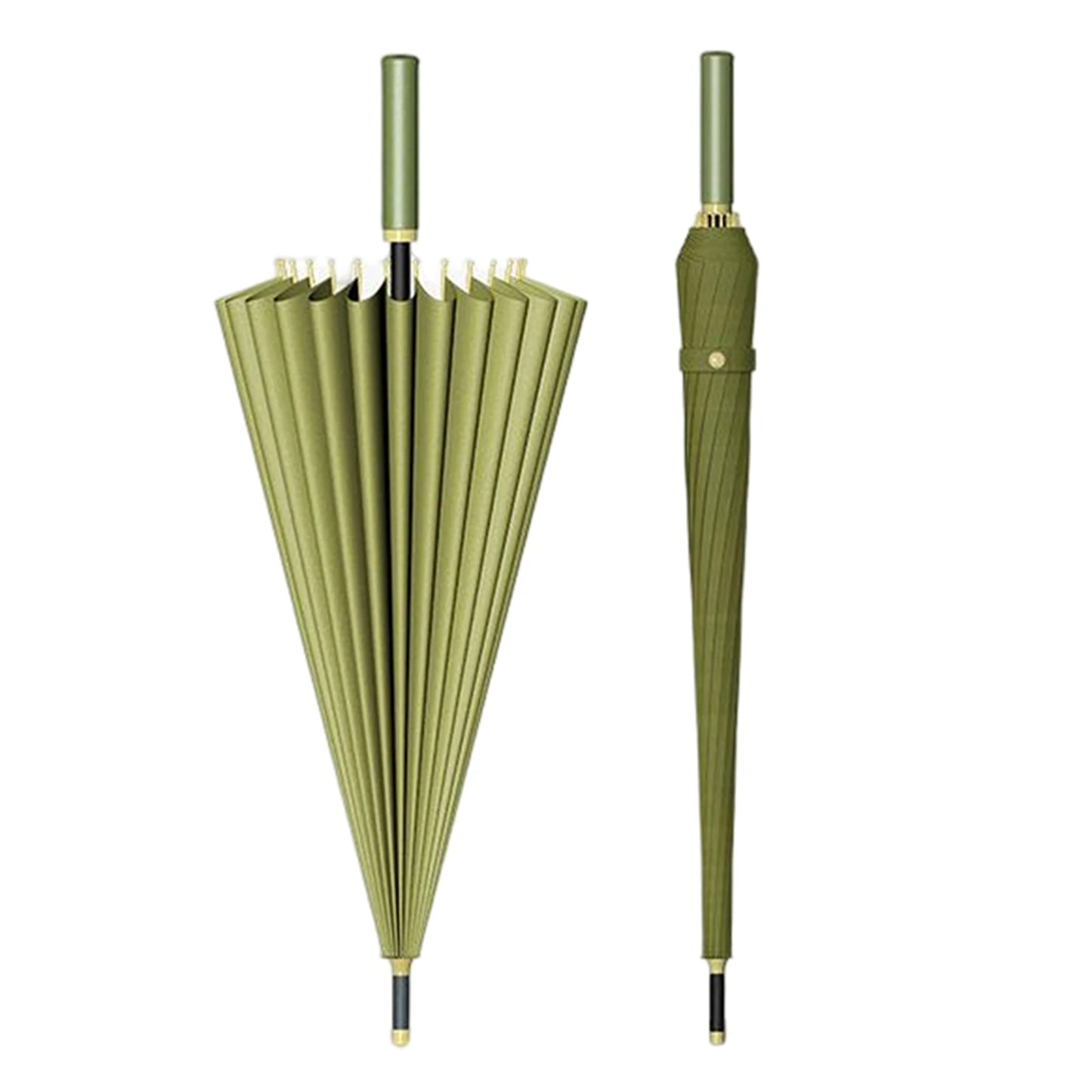 Automatic 24 Bone Umbrellas Fashion Solid-Color Reinforcement Windproof Parasols All-Weather Umbrellas For Rainy Day Peaceful Pleasures Health and Wellness Matcha
