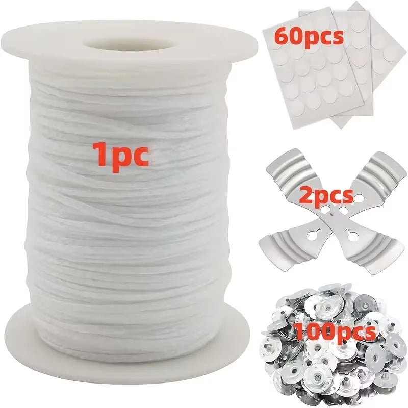 DIY Candle Making Kit – Cotton Wick, 100 Sustainer Tabs & Holders