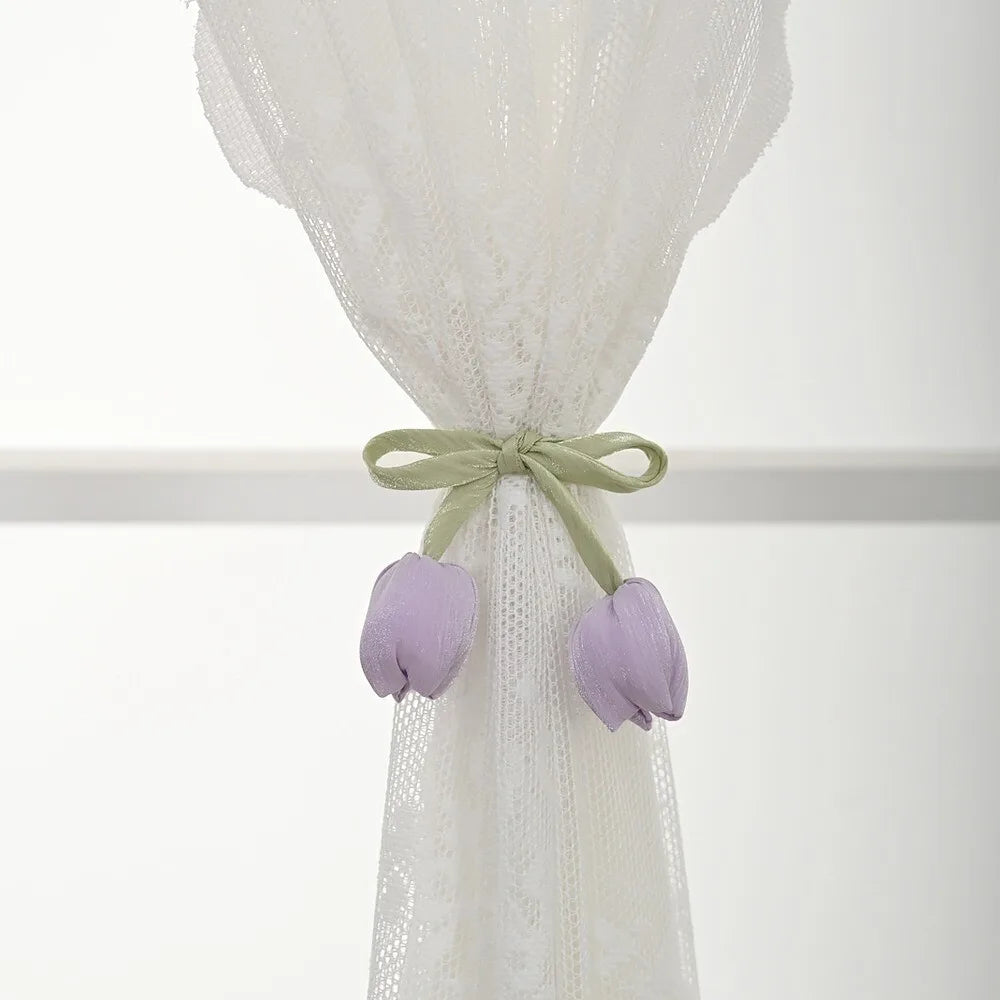 Tulip Curtain Tiebacks | Adjustable Cotton Tie Rope, Set of 2