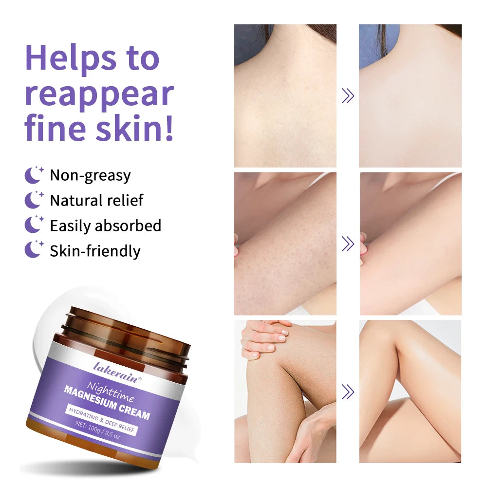 Magnesium Lotion Nighttime Magnesium Cream Lavender Legs Arms Chest Care Natural Aid for Deep Sleep Moisturizer After-sun repair Peaceful Pleasures Health and Wellness