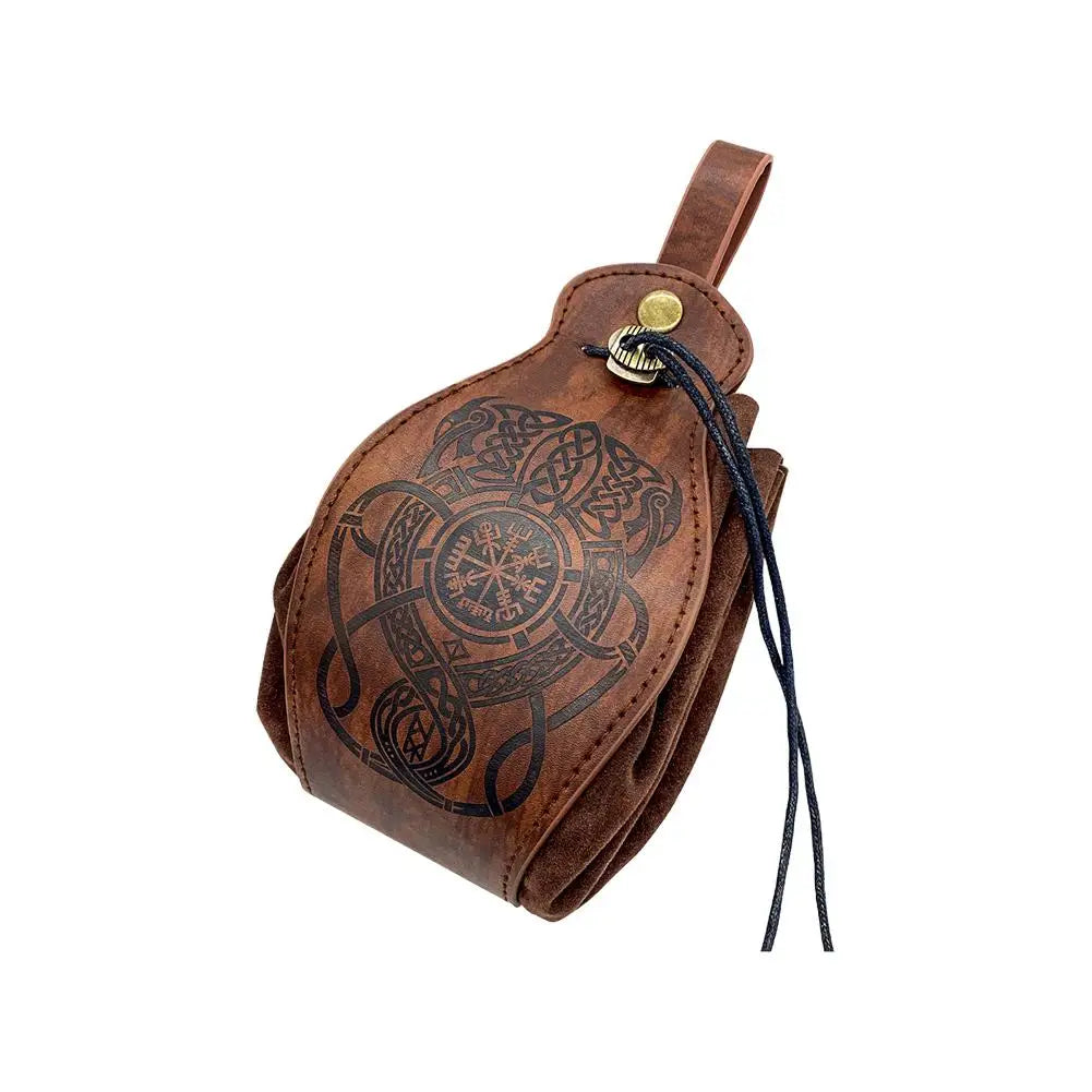 Celtic PU Leather DnD Dice Bag | Medieval Drawstring Pouch