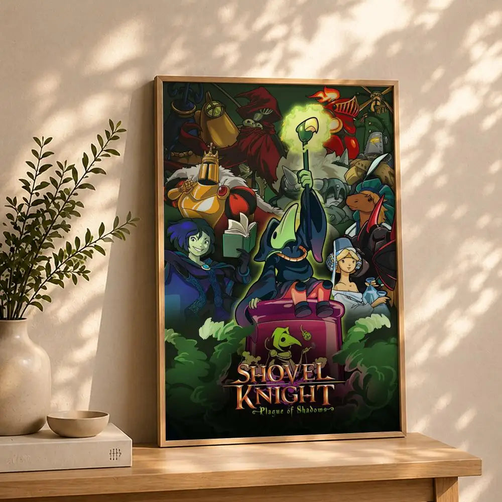 Game S-Shovel KnightS Poster HD Self Adhesive Waterproof Wall Art Ideal for Home Office Dorm Bedroom Great Gift Peaceful Pleasures Health and Wellness White4 40X50cmNoframe