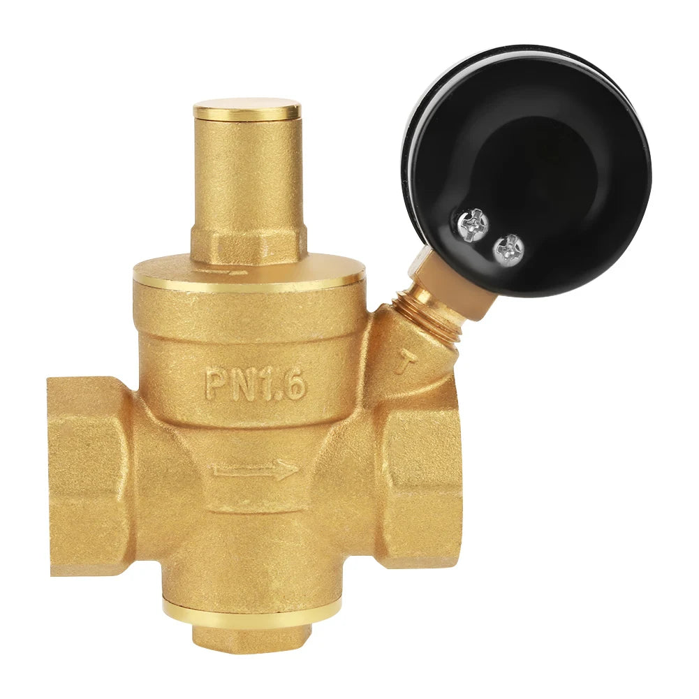DN20 Brass Adjustable Water Pressure Regulator Reducer with Gauge Meter Brass Pressure Regulator Water Pressure Regulator Peaceful Pleasures Health and Wellness