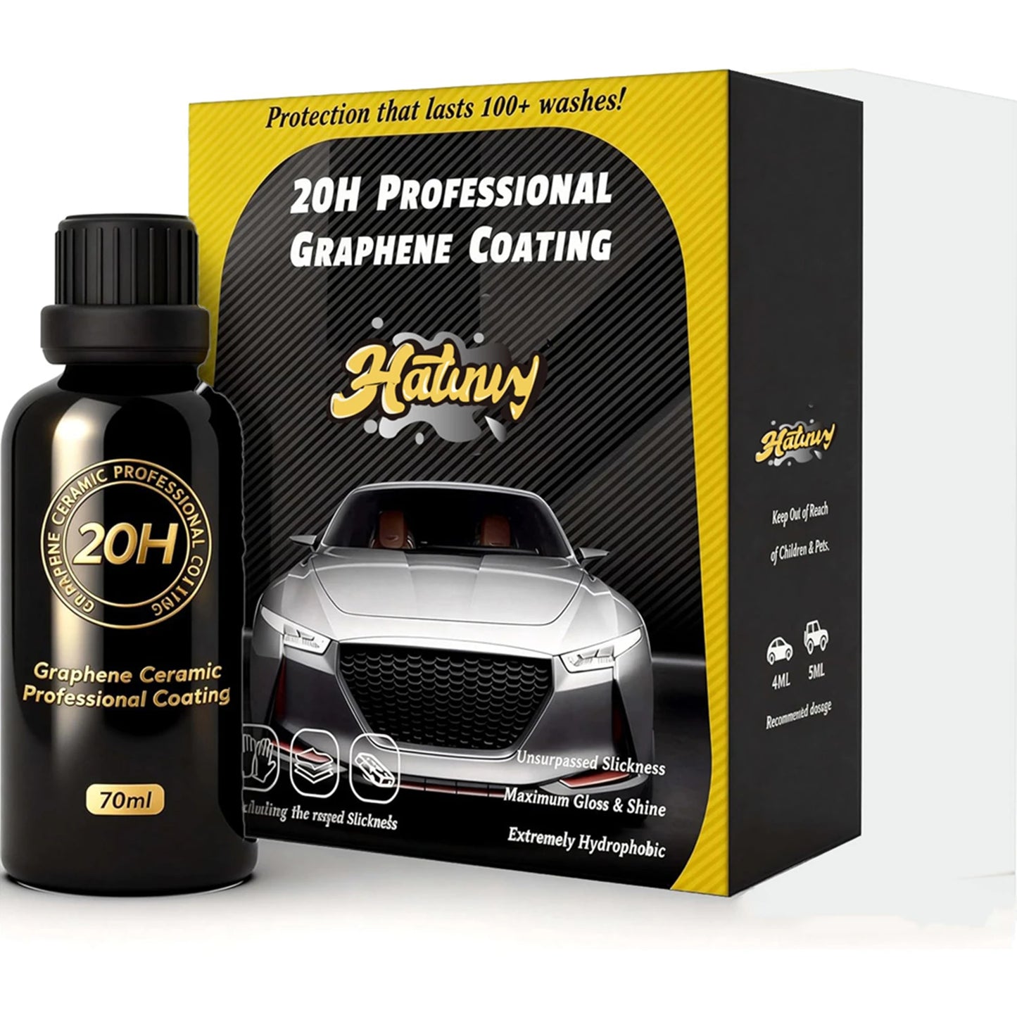 20H Graphene Ceramic Coating for Cars 70ml Professional Ceramic Coating High Gloss Finish Hydrophobic Scratch Protection Peaceful Pleasures Health and Wellness 70ml set