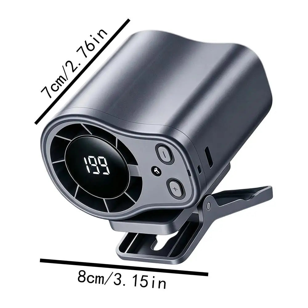 Portable USB Clip Fan – LED Display, 360° Rotation, Rechargeable