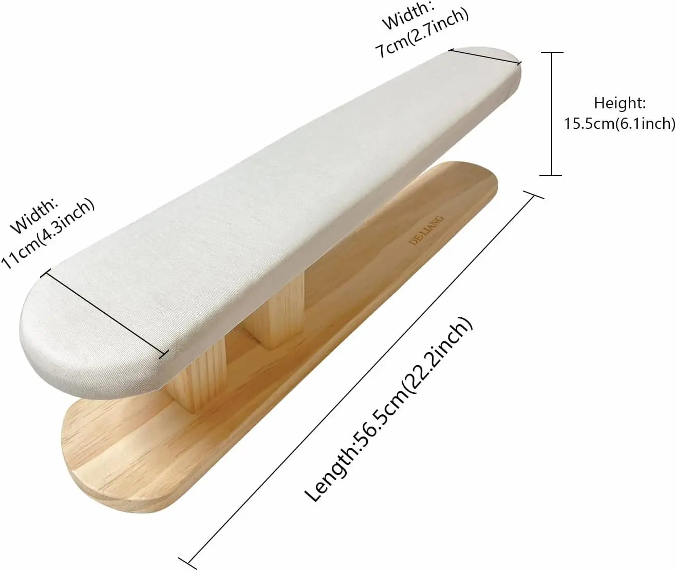 Long Padded Sleeve Ironing Board – Ash Wood Base, Non-Slip, Handmade Peaceful Pleasures Health and Wellness