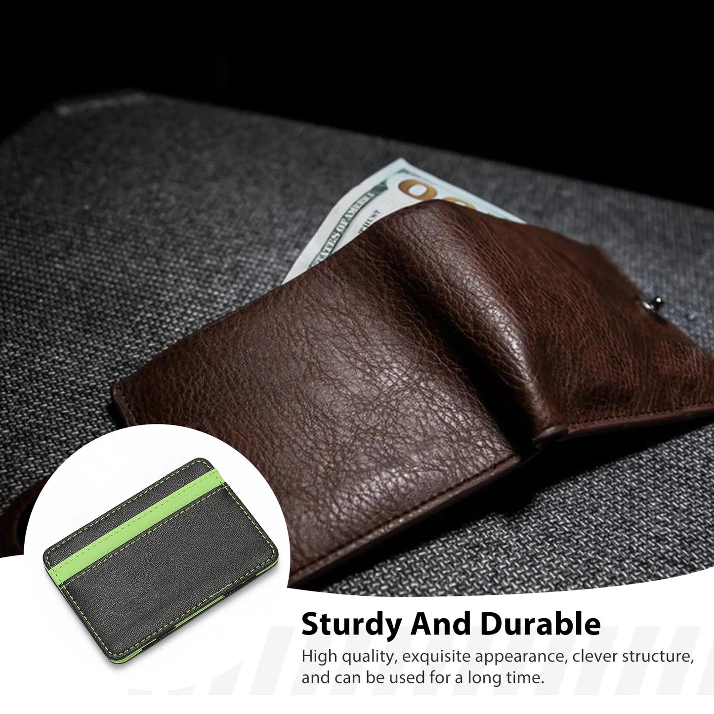 Ultra Thin Magic Card Holder Water-Resistant Durable PU Wallet for Men Women Adults Elders Peaceful Pleasures Health and Wellness