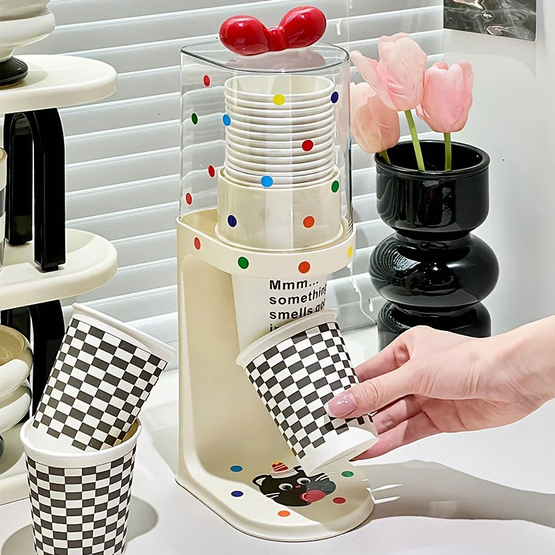 Pull-Type Disposable Cup Dispenser | Flat Bottom Paper Cup Rack