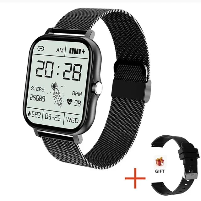 Fashion Bluetooth Calls Smartwatch 1.83 Inch Touch Screen Heart Rate Blood Oxygen Sleep Monitor Waterproof Smart Watch Women Men Peaceful Pleasures Health and Wellness Black Milan