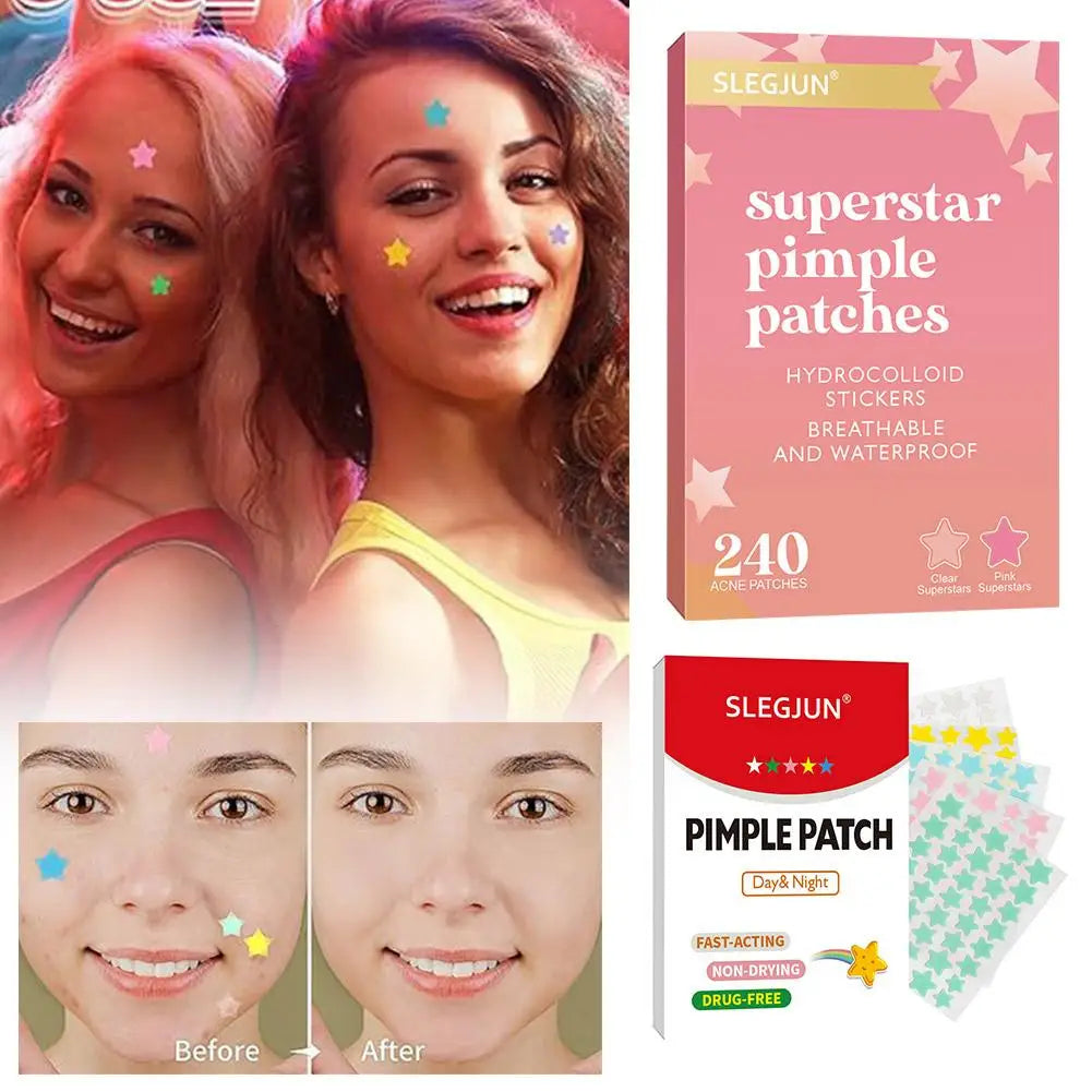 200pcs Colorful Star Pimple Patches Multi-functional Acne Patches Ultra-Thin Face Concealer Cover Facial Decor Gentle Skincare Peaceful Pleasures Health and Wellness
