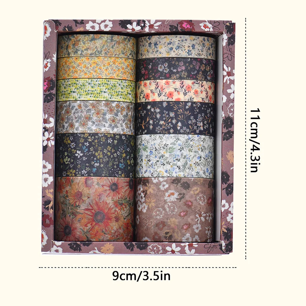 12 Rolls Washi Floral Plant Tape Set DIY Colored Decorative Masking Tape Notebook Journaling Craft Present Wrapping Stickers Peaceful Pleasures Health and Wellness