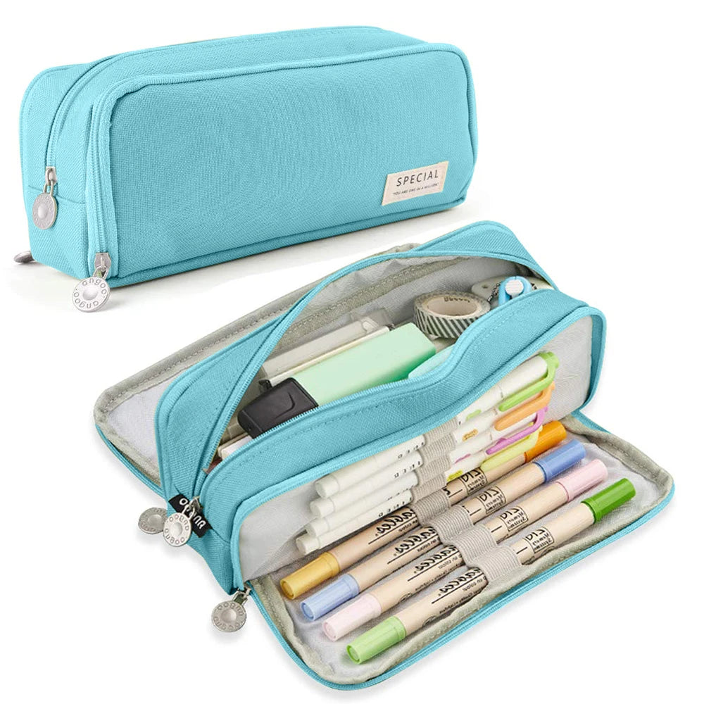 Large 3-Compartment Pencil Case | School & Office Pen Organizer